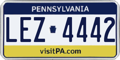 PA license plate LEZ4442