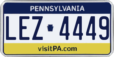 PA license plate LEZ4449