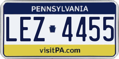 PA license plate LEZ4455