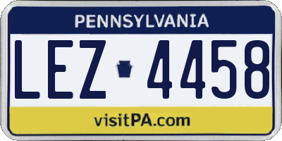PA license plate LEZ4458