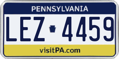 PA license plate LEZ4459