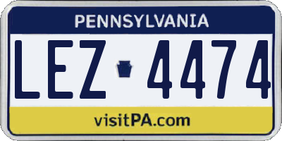 PA license plate LEZ4474
