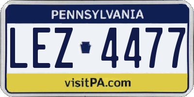 PA license plate LEZ4477
