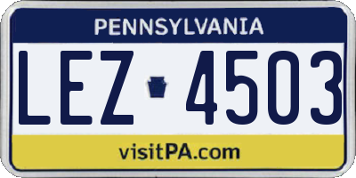 PA license plate LEZ4503