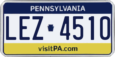 PA license plate LEZ4510