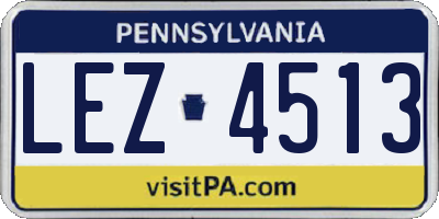 PA license plate LEZ4513