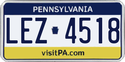 PA license plate LEZ4518