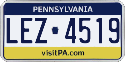 PA license plate LEZ4519