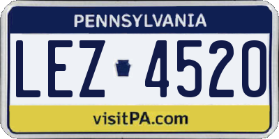 PA license plate LEZ4520
