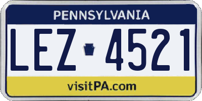 PA license plate LEZ4521