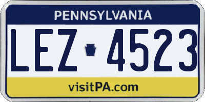 PA license plate LEZ4523