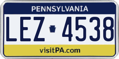 PA license plate LEZ4538