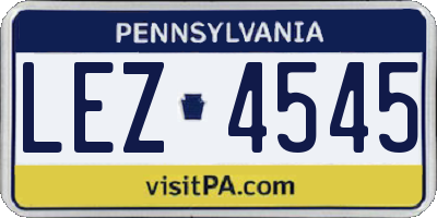 PA license plate LEZ4545
