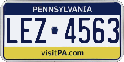 PA license plate LEZ4563