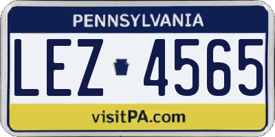 PA license plate LEZ4565