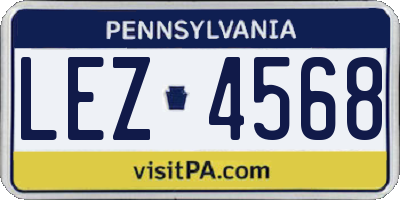 PA license plate LEZ4568