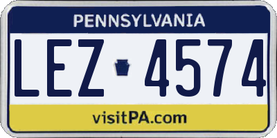 PA license plate LEZ4574