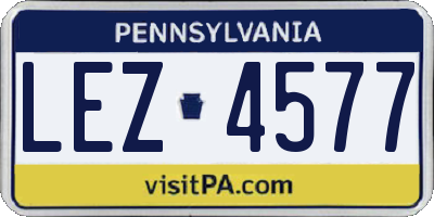 PA license plate LEZ4577
