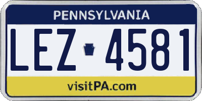PA license plate LEZ4581