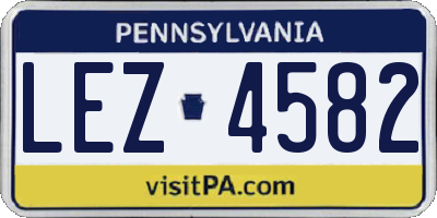 PA license plate LEZ4582