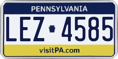 PA license plate LEZ4585