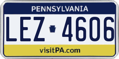PA license plate LEZ4606