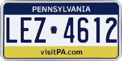 PA license plate LEZ4612
