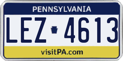 PA license plate LEZ4613