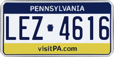 PA license plate LEZ4616