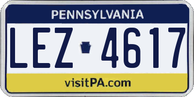 PA license plate LEZ4617