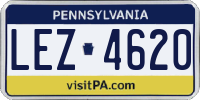 PA license plate LEZ4620