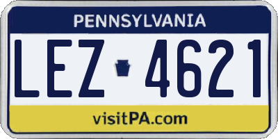 PA license plate LEZ4621