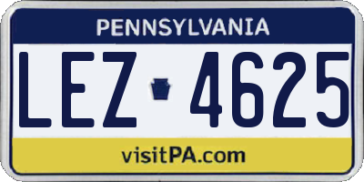 PA license plate LEZ4625