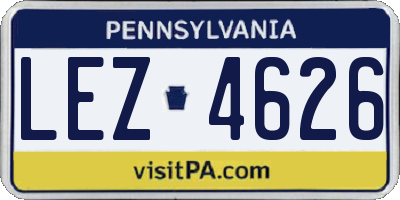 PA license plate LEZ4626