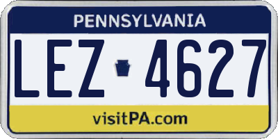 PA license plate LEZ4627
