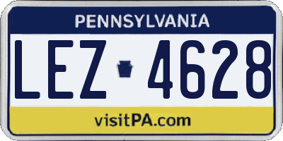 PA license plate LEZ4628