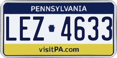 PA license plate LEZ4633