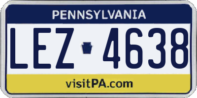 PA license plate LEZ4638
