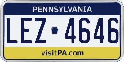 PA license plate LEZ4646