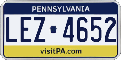 PA license plate LEZ4652