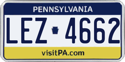 PA license plate LEZ4662