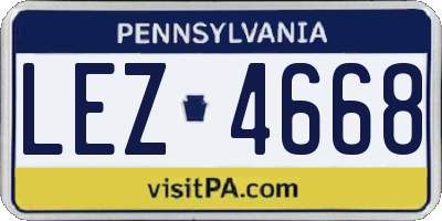 PA license plate LEZ4668