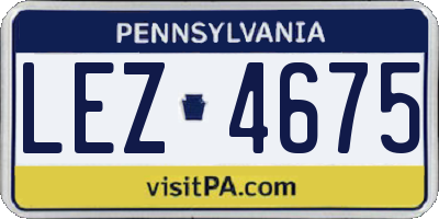 PA license plate LEZ4675