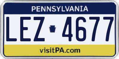 PA license plate LEZ4677