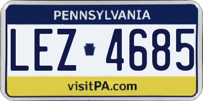 PA license plate LEZ4685