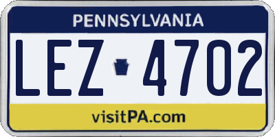 PA license plate LEZ4702