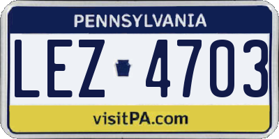 PA license plate LEZ4703
