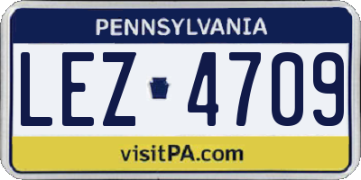 PA license plate LEZ4709