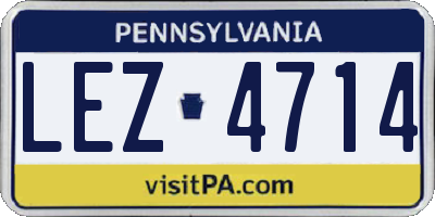 PA license plate LEZ4714