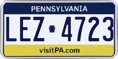 PA license plate LEZ4723
